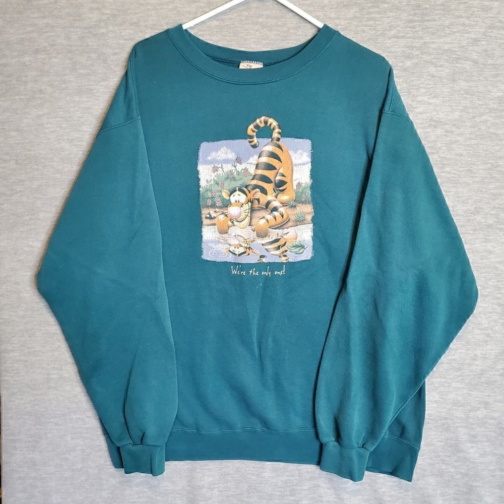 Vtg Tigger Sweater Mens Large Blue Disney Store Were The Only One Crewneck